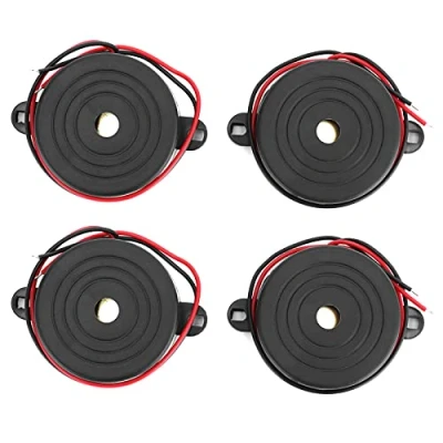 Imagen de 4pcs 12V Zumbador de alarma, DC3‑24V 95dB piezoeléctrico activo alto decibelio, alarma sonora, sonido continuo, para proyectos bricolaje