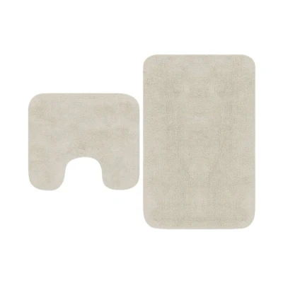 Imagen de Conjunto De Alfombrillas Baño Vidaxl, Tela 2 Piezas Blanco