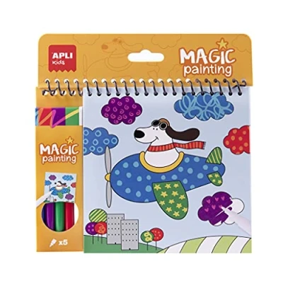 Imagen de APLI Kids 18791 Bloc Infantil Coloreado Mágico. Dibujos de Animales para Pintar con los 5 rotuladores incluidos. 24 páginas