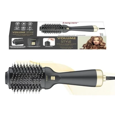 Imagen de BEPER P301PIS100 Cepillo Secador y voluminizador de Pelo, 2 Velocidades, 1300W, Negro Oro