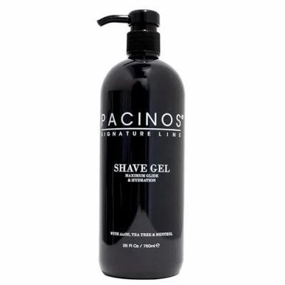 Imagen de gel de afeitar Pacinos hombre transparente 750ml para un afeitado preciso del contorno la barba con aloe, tea tree y mentol refrescante barbershop wet shave
