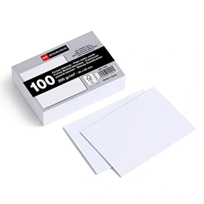 Imagen de Miquelrius Flashcards, 100 Fichas Lisas para Notas, Tarjetas Estudio, Tamaño 65 x 95 mm, Papel Cartulina Offset de 200 g/m²
