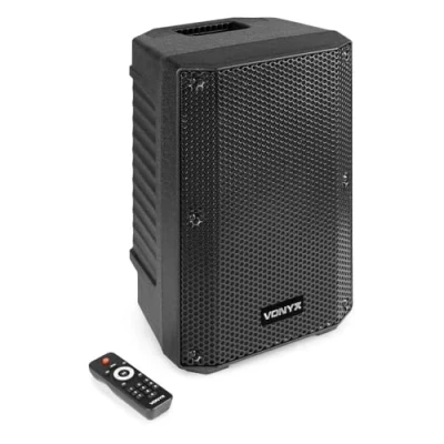 Imagen de Vonyx VSA08BT Altavoz Activo biamplificado Bluetooth 5.0 250 vatios, Woofer de 8 Pulgadas, Montaje en pie, Reproductor MP3, Pantalla LCD, Ideal para DJs móviles y animar Tus Noches