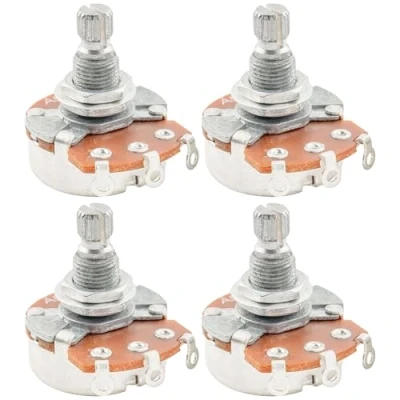 Imagen de Alpha Full A500K Métrico Potenciómetros Audio Taper Split Shaft Potentiometers para Guitarra Eléctrica o Bajo (4 Piezas)