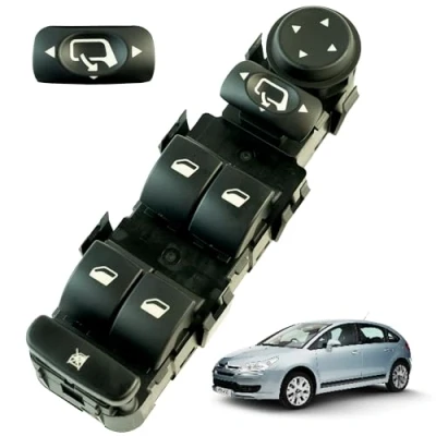 Imagen de Botonera elevalunas compatible para Citroen C4 (1) (2004 2010) mando delantero izquierdo (conductor) CON retrovisores abatibles 6554GZ