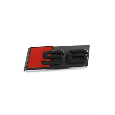 Imagen de Audi 4K0071805 Emblema para rejilla de radiador, diseño con texto S6, color negro y rojo