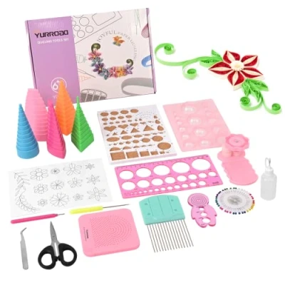 Imagen de YURROAD 19pcs Herramientas Quilling Kit para Papel Filigrana Pluma Tablero Border Buddy Plantillas Crimper Peine Pen