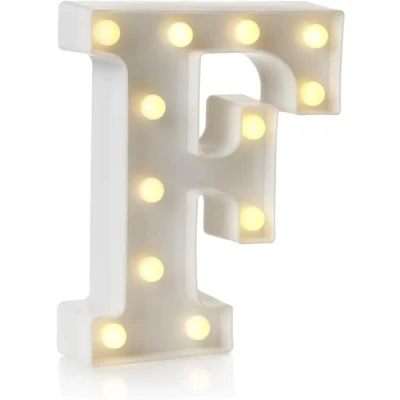 Imagen de Letrero de luz LED con letras y números del alfabeto para decoración hogar, fiesta cumpleaños, eventos, luces nocturnas, 22 cm (F)