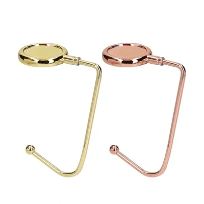 Imagen de kwmobile 2X Gancho de Bolso para Mesa Colgadores portátiles Escritorio Soportes Colgar Abrigo Paraguas Dorado/Cobre