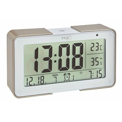 Imagen de TFA Dostmann 60.2540 Despertador electrónico Melody con Diferentes Tonos de Alarma (Champán)