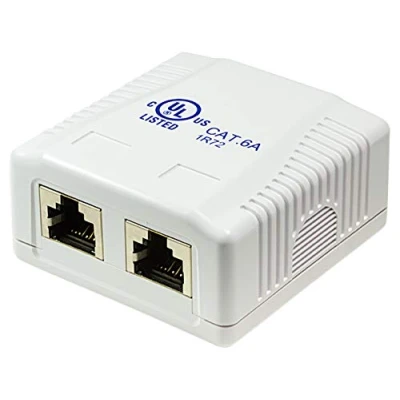 Imagen de odedo® Cat 6 A 10 Gigabit 500 MHz Conector para Universal de Red (2 x RJ 45 apantallamiento) Blanco Puro RAL9010, AWG 22 26 también PoE Power Over Ethernet LAN