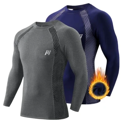 Imagen de MEETWEE Camiseta De Compresión Hombre, Manga Larga para Deportes Camisetas Transpirable Secado Rápido T Shirt Running Ciclismo Fitness