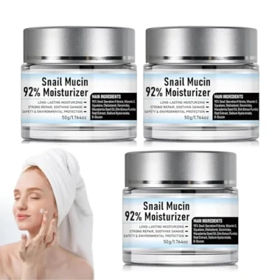 Imagen de Snail Mucin 92% Crema hidratante en gel facial diaria, Mucin, avanzada de caracol 92 todo uno, revitalizante que repara la piel firme (3pcs)