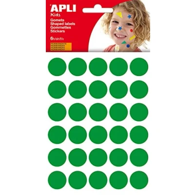 Imagen de APLI Kids 13228 Bolsa de gomets redondos 20 mm, color verde, 6 hojas