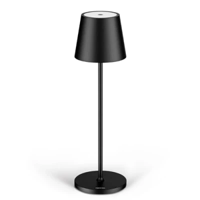 Imagen de Stilosa Classica 3 Lámpara de mesa LED recargable por USB larga duración con base redonda Luz regulable (dimmer) toque Casa y Restaurante Negro