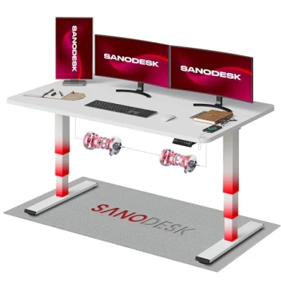 Imagen de SANODESK EC4 Escritorio de pie con Tablero (Arce 160 x 80 cm) Mesa Regulable en Altura Elevable Electrico Inteligente 3 Secciones para hogar y Oficina