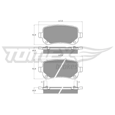 Imagen de TOMEX brakes TX 17 84 Juego de pastillas freno Eje trasero con avisador acústico desgaste DODGE: Journey MPV, FIAT: Freemont