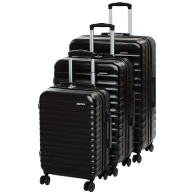 Imagen de Amazon Basics Maleta de viaje rígidaa giratoria Juego 3 Unidad, 55, 68, 78 cm, Negro