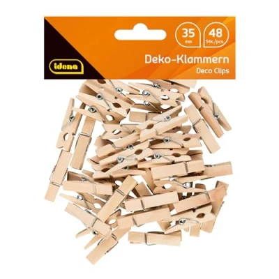 Imagen de Idena 48 Pinzas de Madera en Miniatura, Aprox Largo, para Manualidades, decoración, Color Naturaleza, 3,5 cm Berlin 63134
