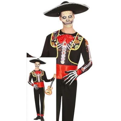 Imagen de FIESTAS GUIRCA Disfraz de Esqueleto Mariachi para Hombre Traje del Día los Muertos Mexicano Disfraces Halloween Talla S Adultos