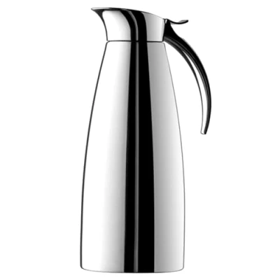 Imagen de Emsa Termo Eleganza Jarra térmica de acero inoxidable, apertura fácil que permite un llenado y lavado, mantenimiento 12 h caliente 24 frío, 1 l, Color Gris