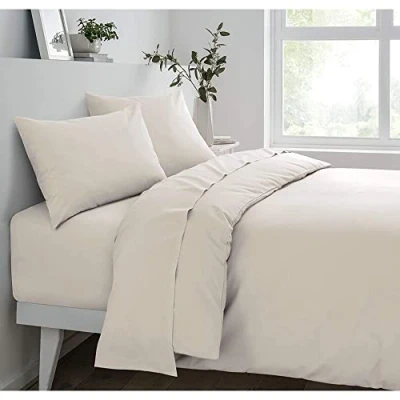 Imagen de Sleepdown Sábana Bajera Ajustable Natural de 68 púas Juego Ropa Cama, Polialgodón, Suelto