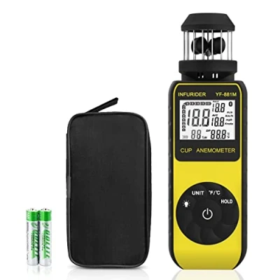 Imagen de Anemómetro Portátil Medidor de Viento,INFURIDER Diseño Copas Anemometro Digital para Medir la Velocidad/Temperatura del Aire con Brújula,Medidor Velocidad Viento Exterior