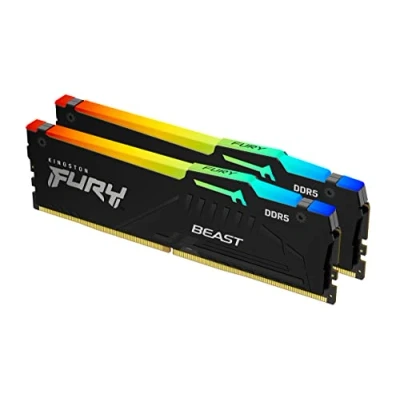 Imagen de Kingston FURY Beast Negro RGB 64GB (2x32GB) 5600MT/s DDR5 CL40 DIMM Memoria gamer para Ordenadores de sobremesa Kit 2 KF556C40BBAK2 64