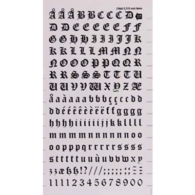 Imagen de APLI DD17F Letras y números transferibles negros 8 mm, 199 caracteres