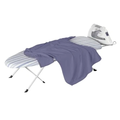 Imagen de Honey Can Do Tabla de Planchar Plegable Mesa con Soporte Hierro BRD 09222 Azul, 32 Pulgadas Largo x 12 Ancho