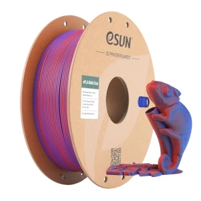 Imagen de eSUN Dual Colour Mate Filamento, Filamento PLA 1.75mm, Color Sin Brillo, Textura Esmerilada, Carrete de 1KG (2.2 LBS) Impresión 3D para Impresoras 3D,Rojo Azul