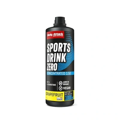 Imagen de bebidas deportivas bajas en carbohidratos de Body Attack, concentradas, azúcar y calorías, vegano, pomelo, (1x 1000ml)