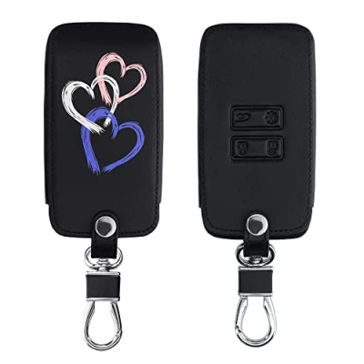 Imagen de kwmobile Funda Compatible con Renault Llave de Coche Smart Key 4 Botones (Solo Keyless Go) Cubierta Cuero sintético Case para Mando y Control Auto Corazones metálicos