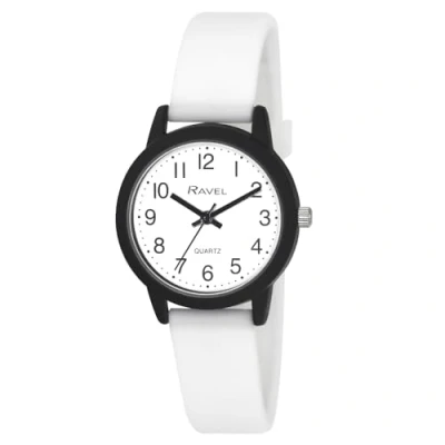 Imagen de Ravel Reloj Summer in Black para Mujer con Correa de Silicona (Caja 37 mm) Cuarzo Analógico R1814.4 Blanco