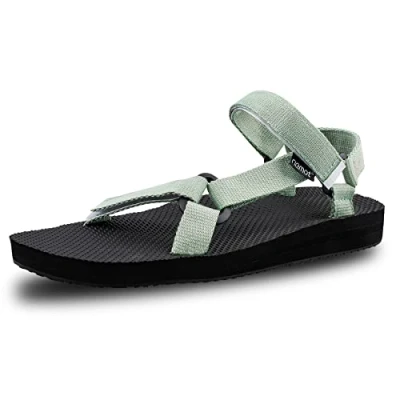 Imagen de riemot Sandalias Deportivas de Senderismo para Mujer, Planas, Verde, 37 EU