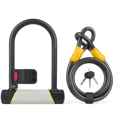 Imagen de SUNYA candado bicicleta Antirrobo, Bici. 180x250mm en U para bicicletas+1500mm de Cable. 1 soporte montaje carretera montaña