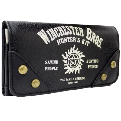 Imagen de Super Natural Winchester Bros Kit de Cazadores Cartera Tríptico Bolsillo para Monedas &amp; Tarjetero, Negro