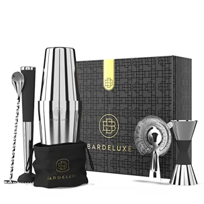 Imagen de BarDeluxe® Boston Juego de 5 coctelera Acero Inoxidable, cócteles 750 ml, Boston, Accesorios cóctel