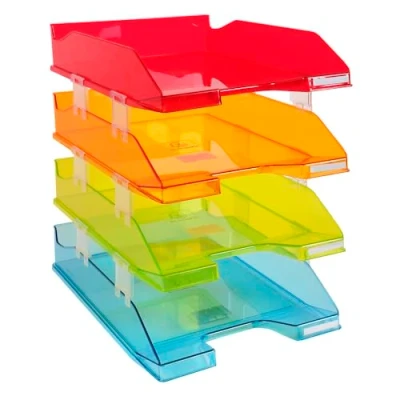 Imagen de Exacompta 113299SETD Set de 4 bandejas para documentos A4 + 347x255x244 mm COMBO MIDI Surtido colores (translucido)
