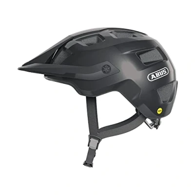 Imagen de ABUS casco MTB MoTrip MIPS de ciclismo para una introducción segura al montaña con protección contra impactos hombres y mujeres negro brillante, talla M