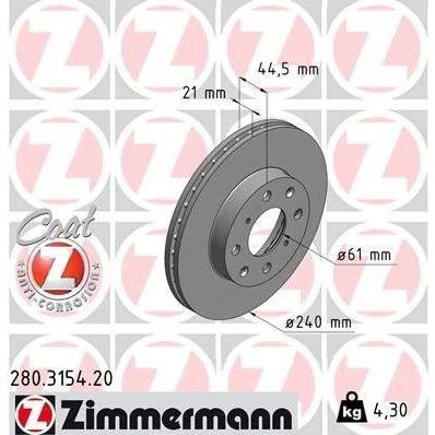 Imagen de Disco de freno ZIMMERMANN 280.3154.20
