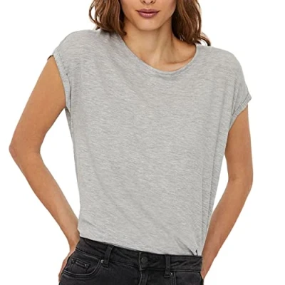 Imagen de Vero Moda Vmava Plain SS Top Ga Noos Camiseta, Gris (Light Grey Melange), S para Mujer