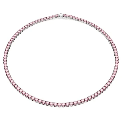 Imagen de Swarovski Collar Matrix Tennis, Cristales en Tono Rosa, Baño de Rodio, la Colección