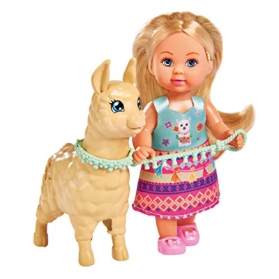 Imagen de Simba Evi Love 105733497 Muñeca con Mono de Alpaca y Correa, 12 cm, para niños a Partir 3 años