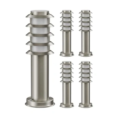 Imagen de ledscom.de 5 pzas. luz de camino/luz bolardo/luz jardín PORU para exteriores, IP44, rejilla, 39 cm, acero inoxidable, 1x E27 máx. 40W