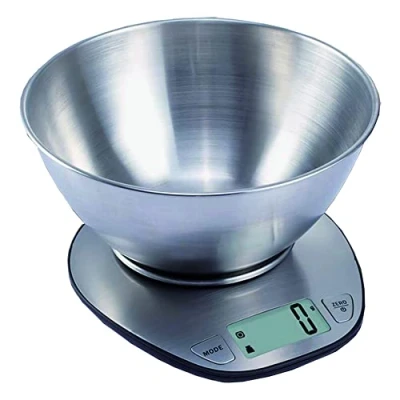 Imagen de FLASHPRIX Bascula Cocina Digital con Cuenco de Alta Capacidad Acero Inoxidable, Pantalla Grande LCD