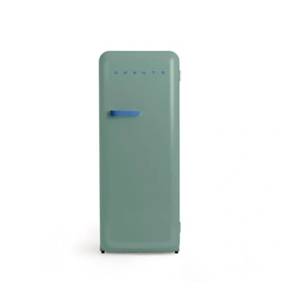 Imagen de CREATE / RETRO FRIDGE 150 COBALTO/Frigorífico verde sage maneta azul cobalto con congelador 281L 102W, bajo consumo, 150cm, 3 estantes, regulador temperatura, botellero, 60x60x150cm