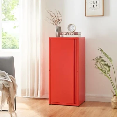 Imagen de [en.casa] Armario de Oficina Burlöv Archivador Estudio con 2 Estantes Regulables en Altura Mueble 1 Puerta y 3 Compartimentos Acero 88 x 40 35 cm Rojo