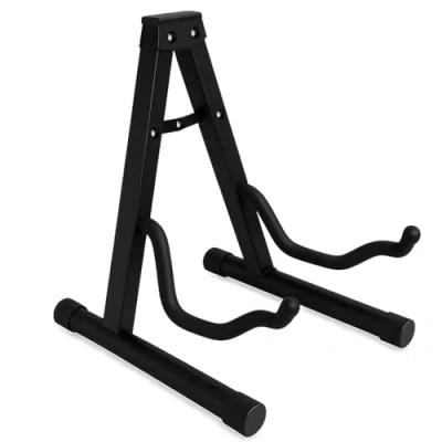 Imagen de OcioDual Supporto Appoggio Stand per Chitarra Acustica Classica Elettrica Basso Nero Forma A Pieghevole Universale