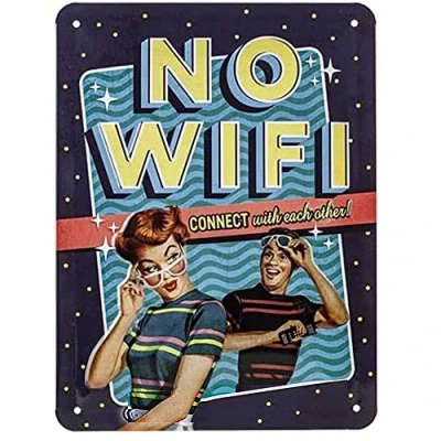 Imagen de Nostalgic Art Cartel de Chapa Retro No WiFi Idea Regalo para los Aficionados a la Nostalgia, metálico, Diseño Vintage Decorativo, 15 x 20 cm